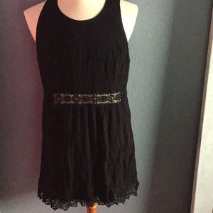 Black dress with lace flowers